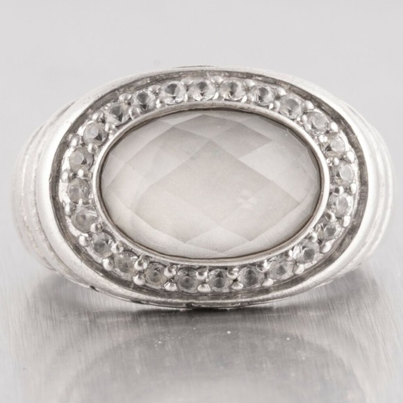 John Hardy milky quartz and diamond ring